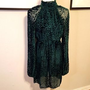 NWT Hunter Green Velvet, silk blend A.L.C dress